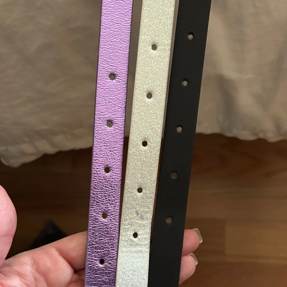Target Kids Belt Set with Heart Charms - Purple, Silver, Black